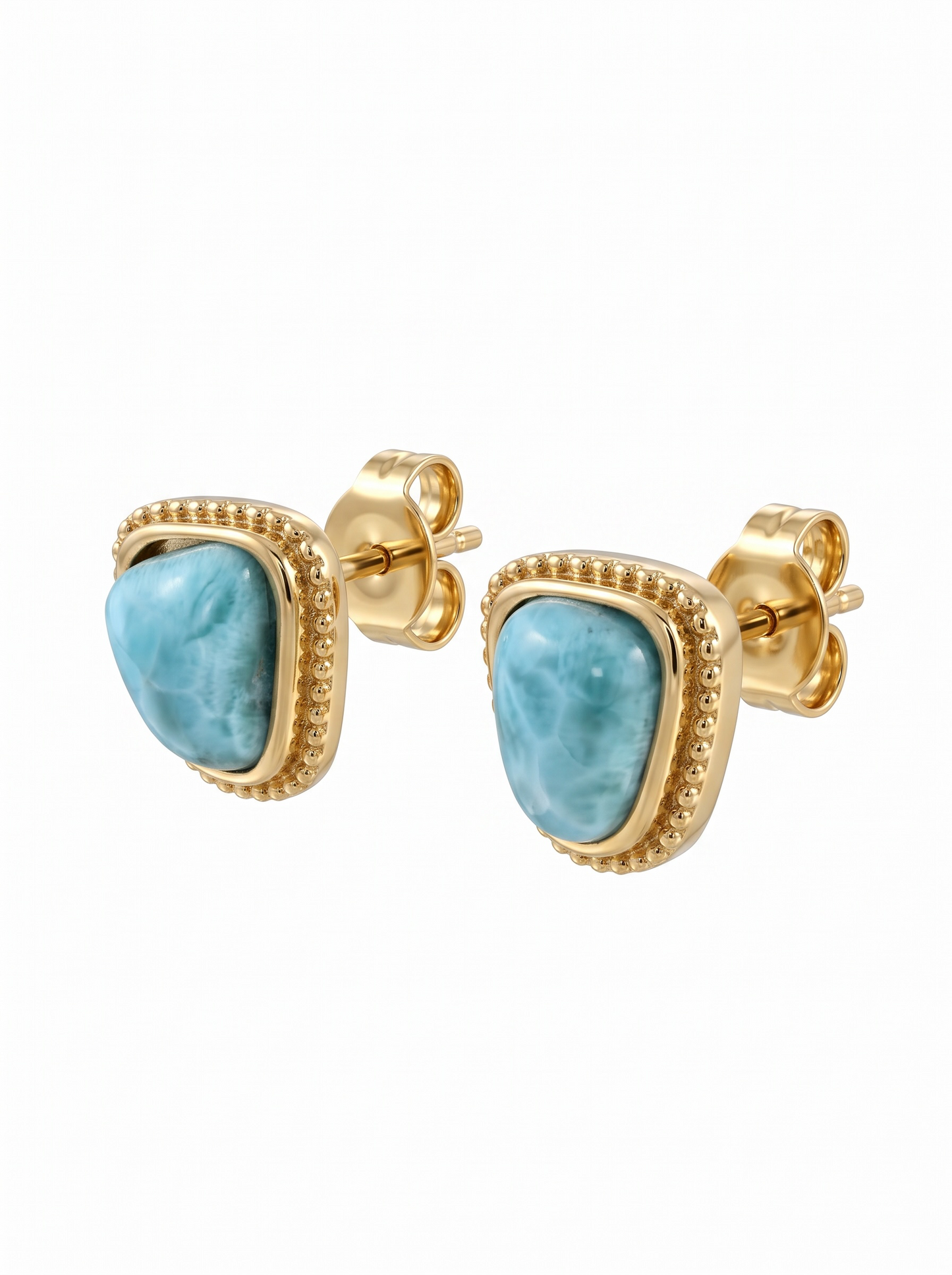 Turquoise diamond shape western earrings silver tone only left