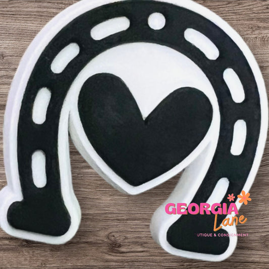 White and black horseshoe shoe charm