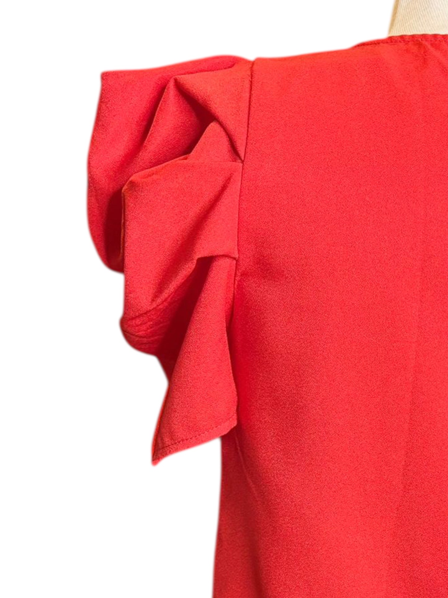 Shein red ruffle sleeve