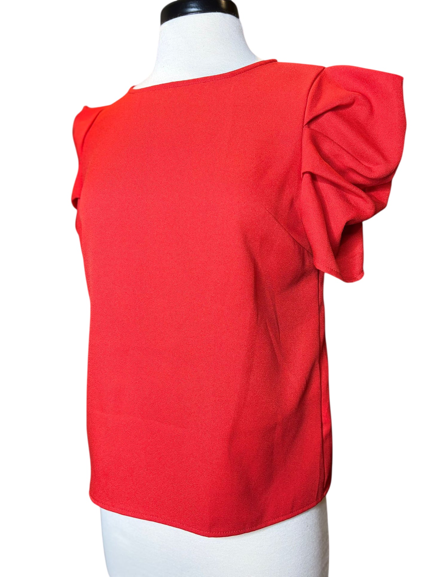 Shein red ruffle sleeve