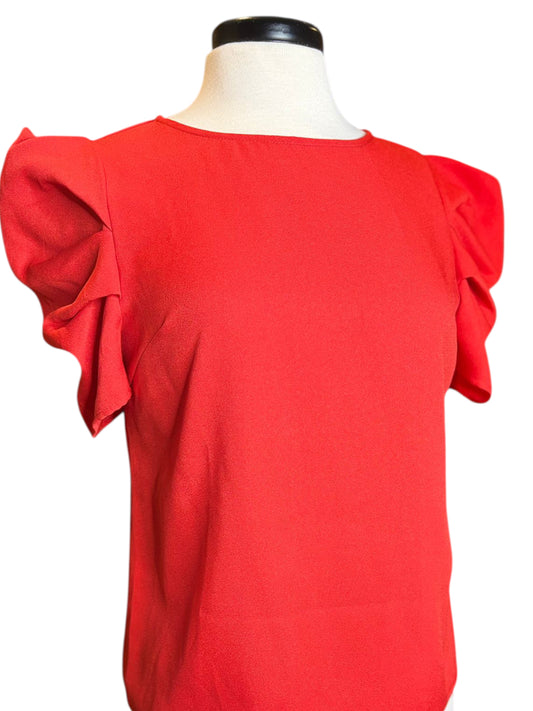 Shein red ruffle sleeve