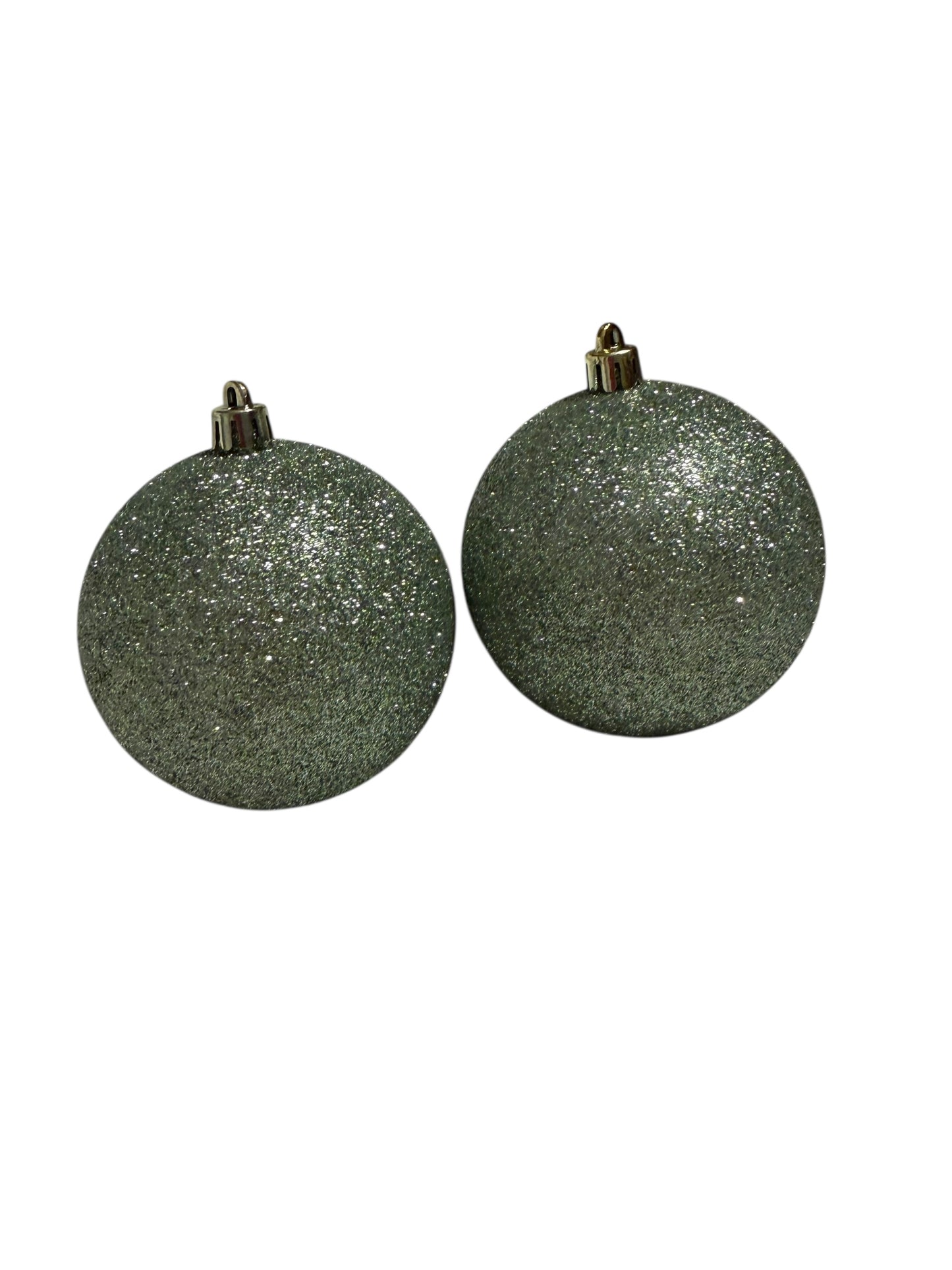 Green Glitter ornament set of 2
