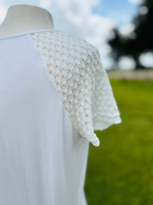 Shein White top decor sleeves