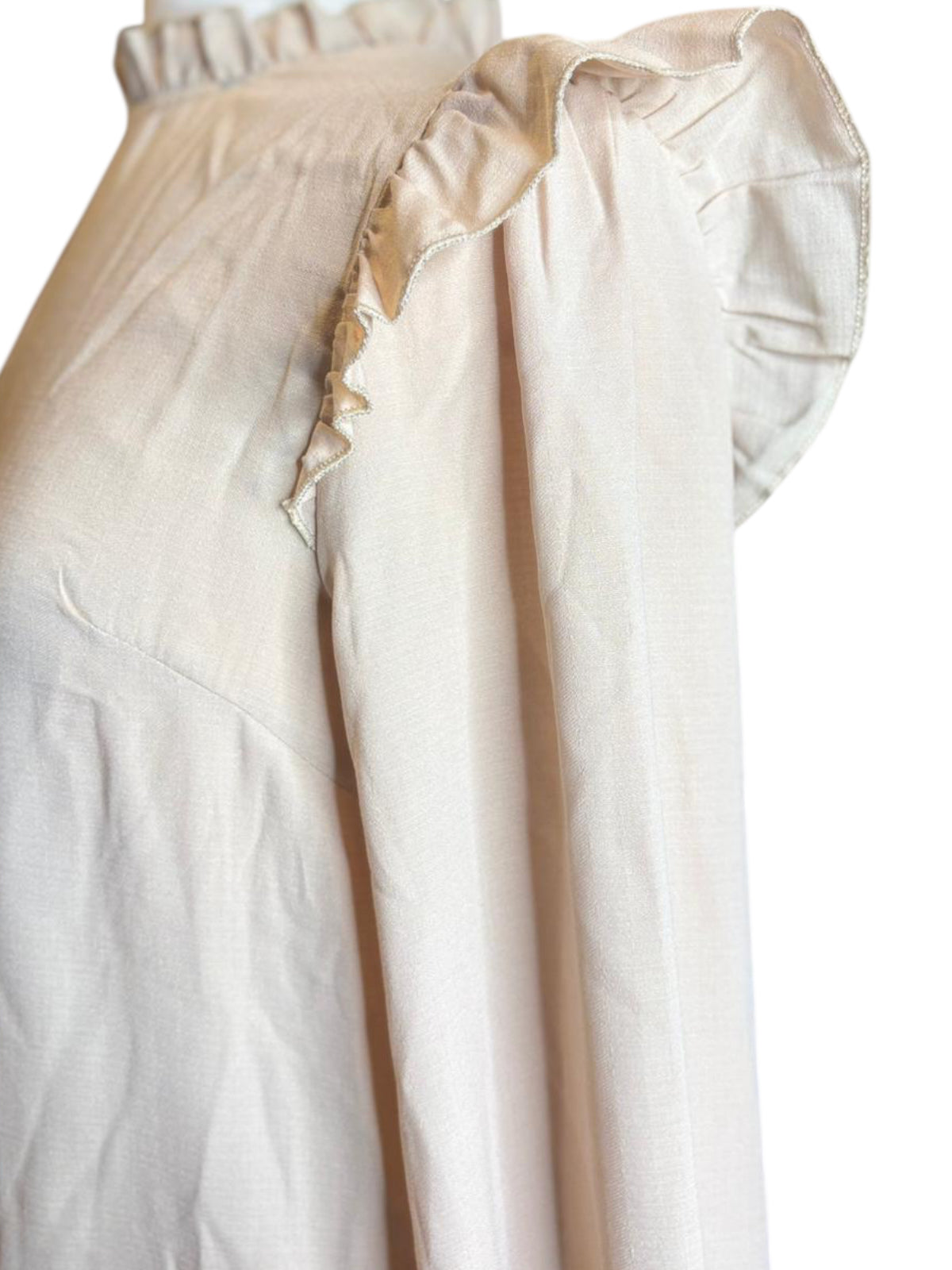 Shein ruffle long sleeve cream dress