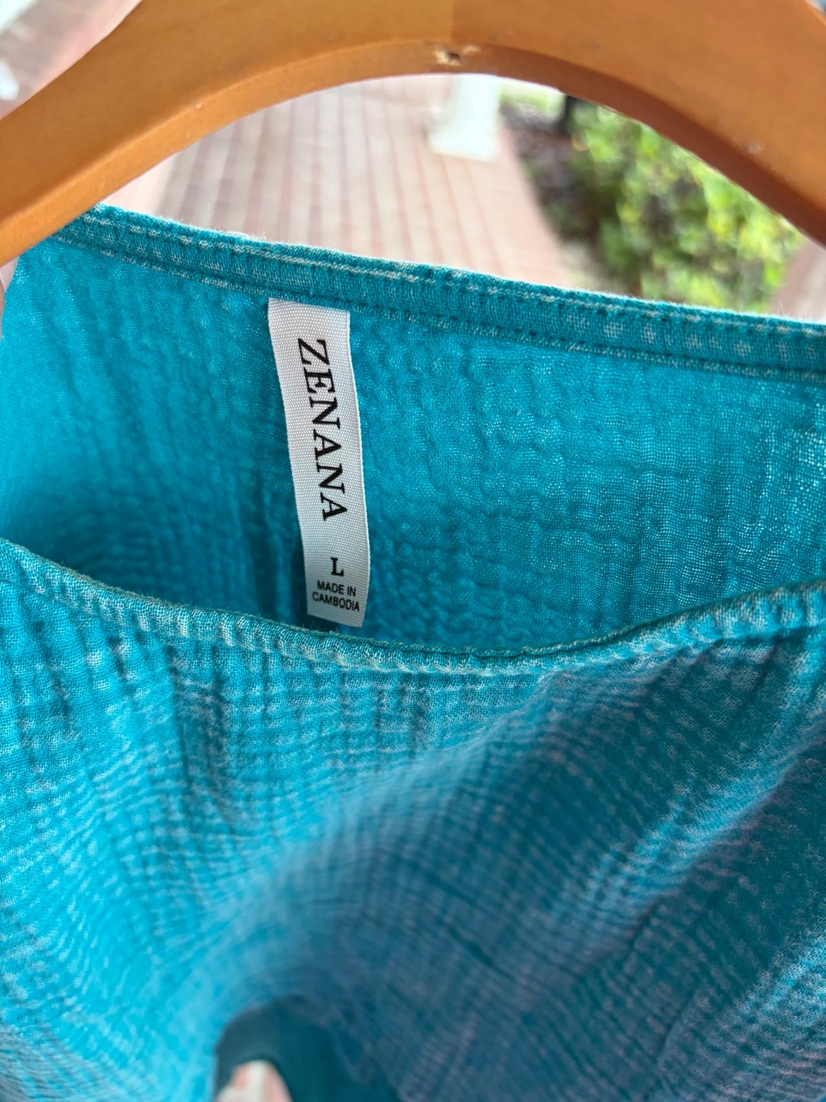 Zenana Teal ruffle top