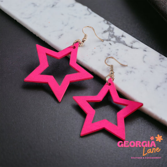 Hot Pink Cowboy Star earrings