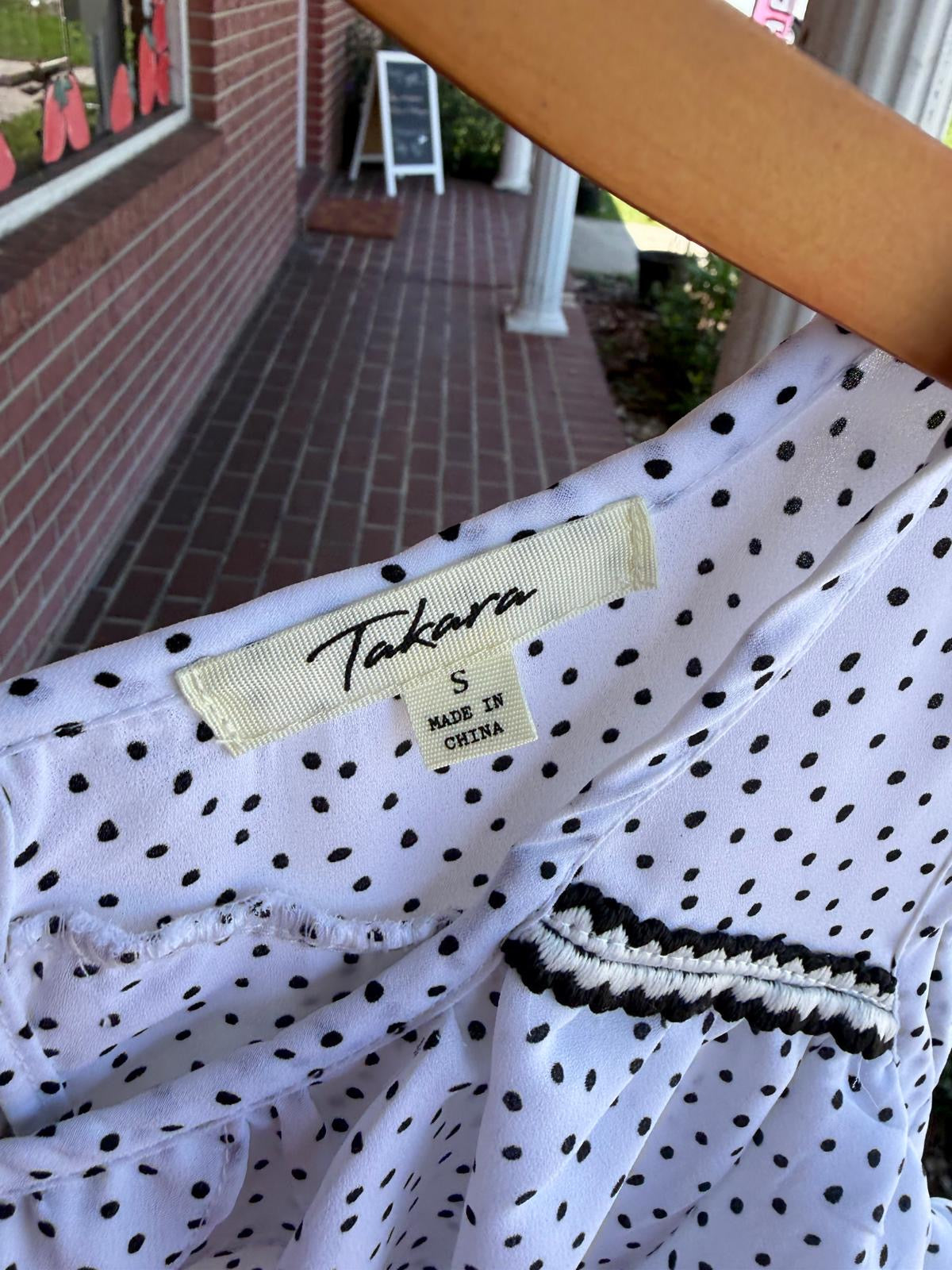 Takara cold shoulder polka dots ruffle top