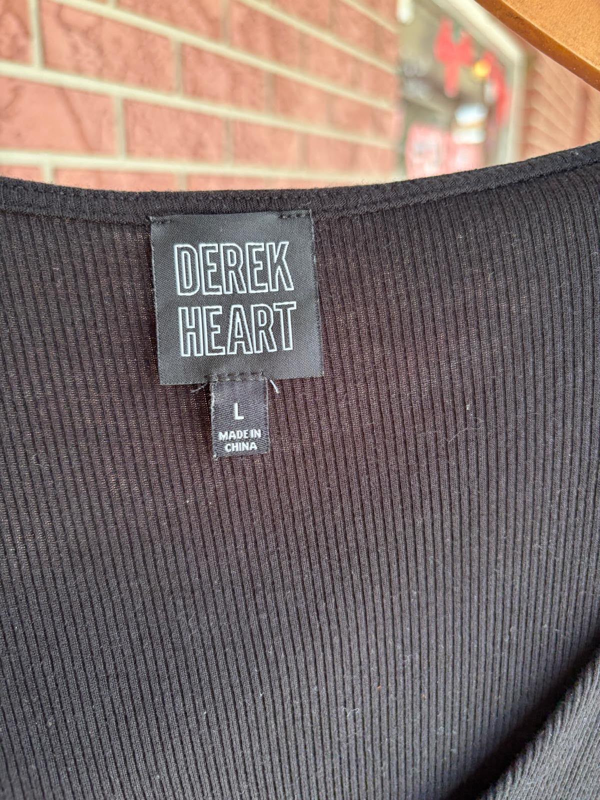 Derek Heart Black Puff Sleeve Bodysuit
