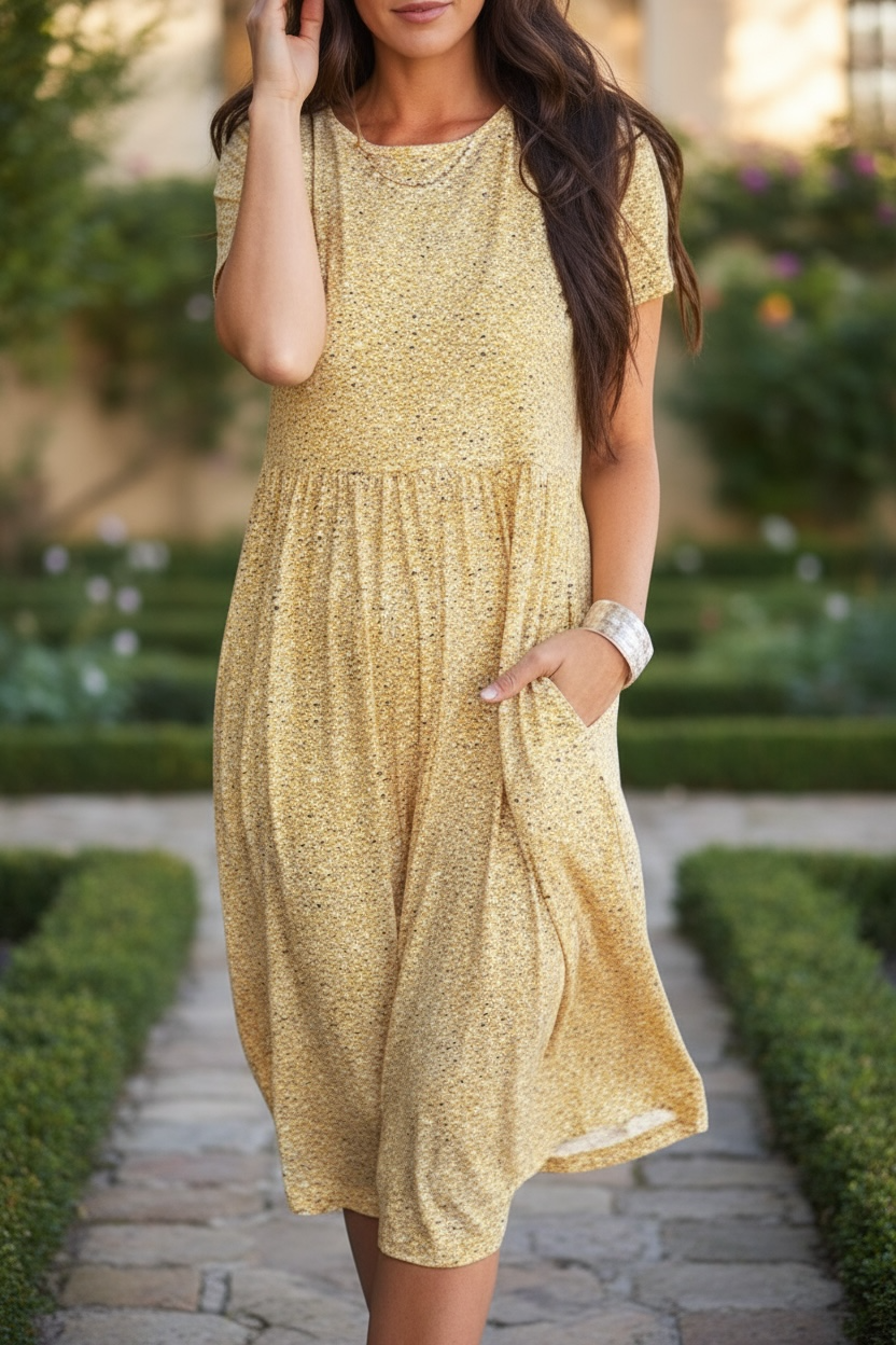 FALL in love yellow pockets dress
