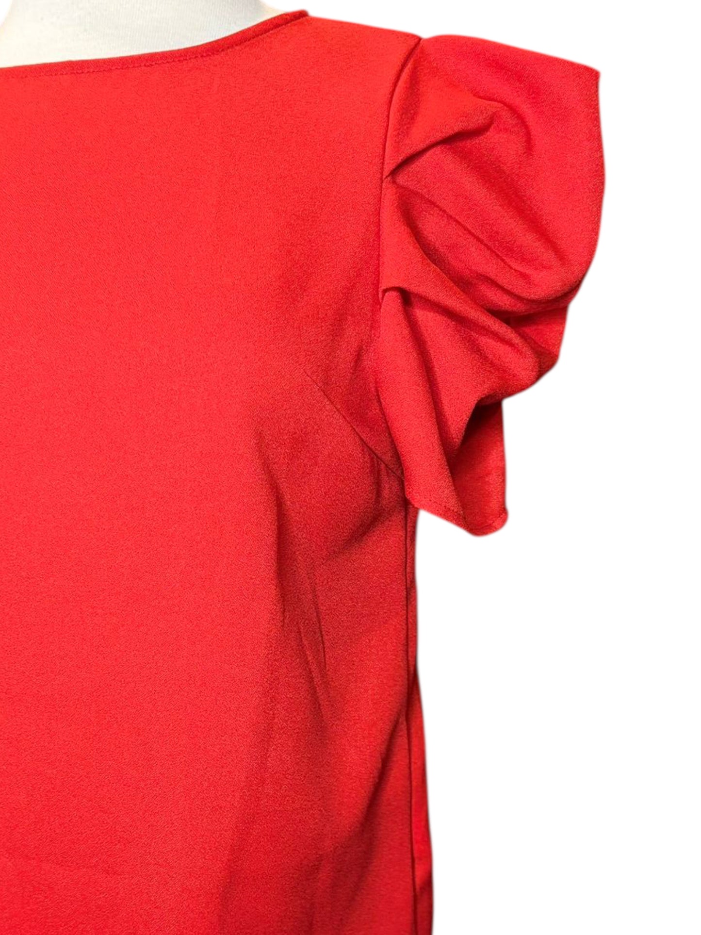 Shein red ruffle sleeve