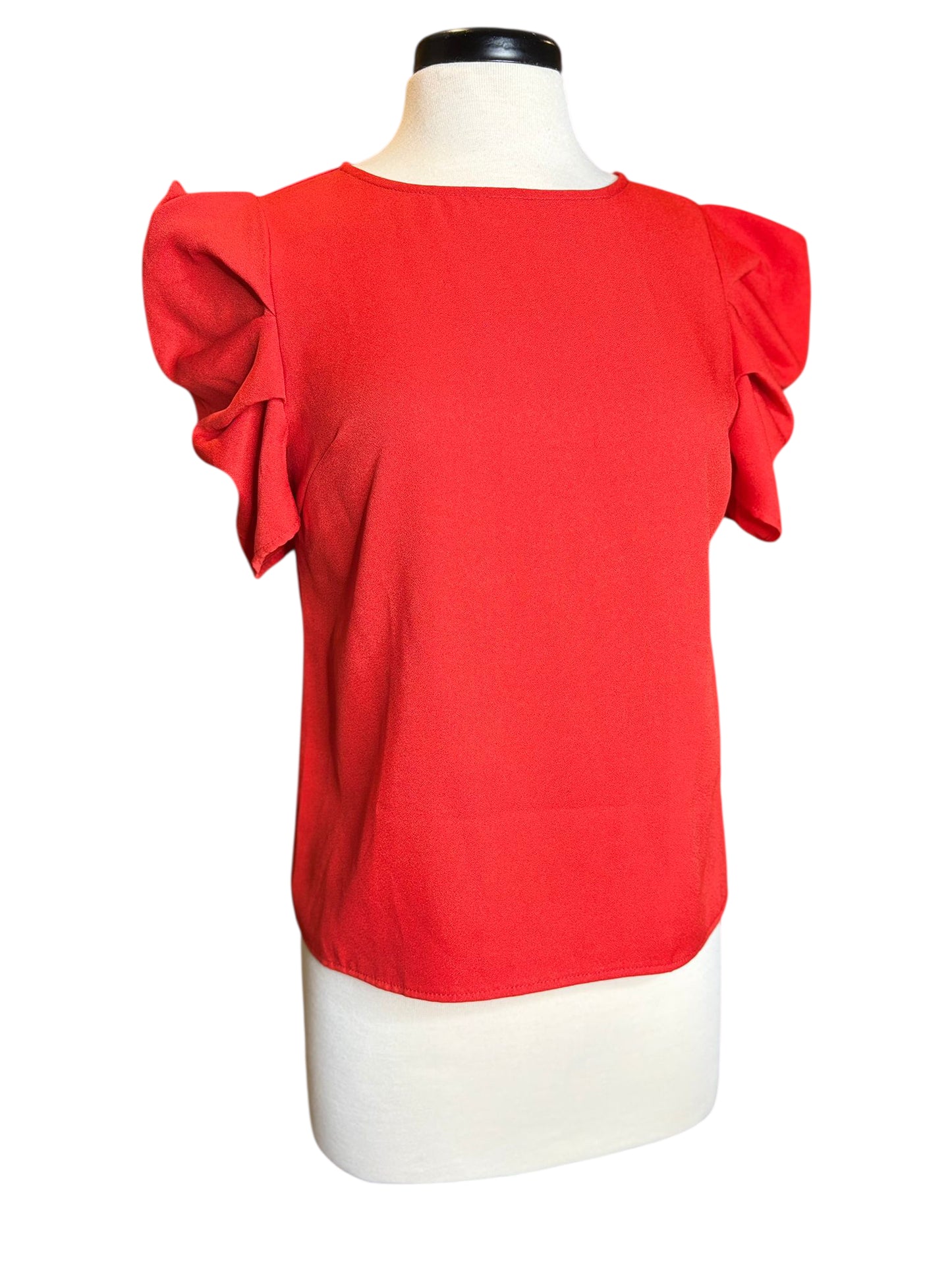 Shein red ruffle sleeve
