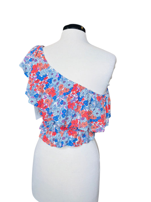 Floral one shoulder crop