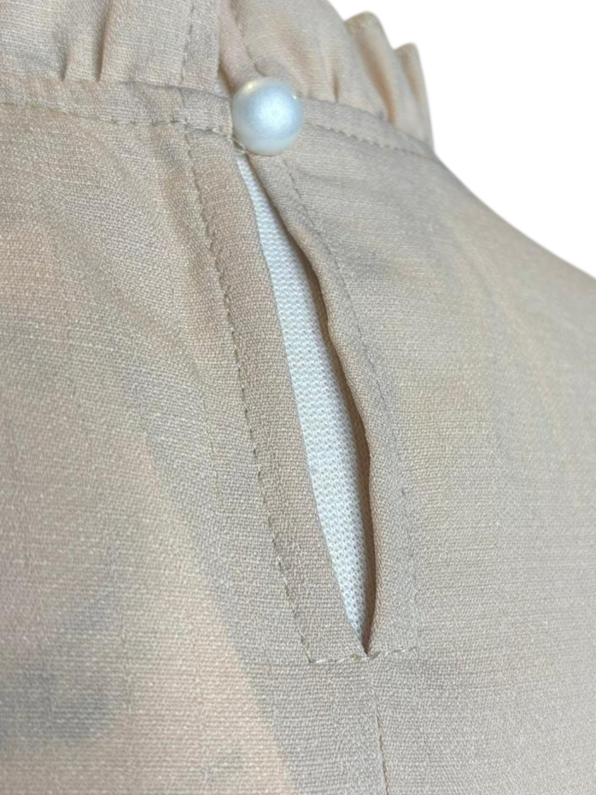 Shein ruffle long sleeve cream dress