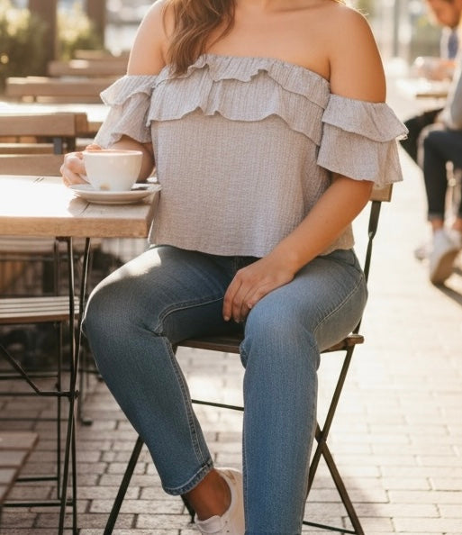 Ruffles grey concert top