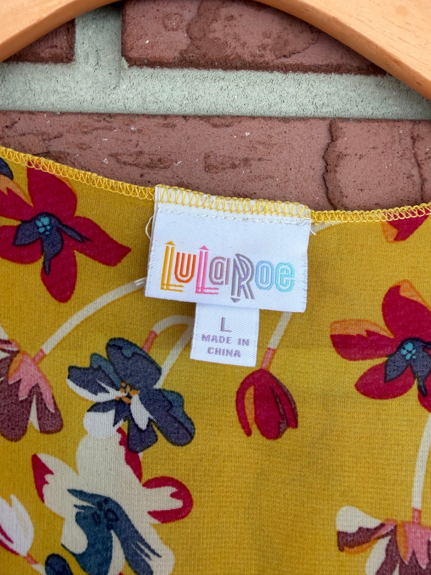 164 Lularoe floral duster mustard
