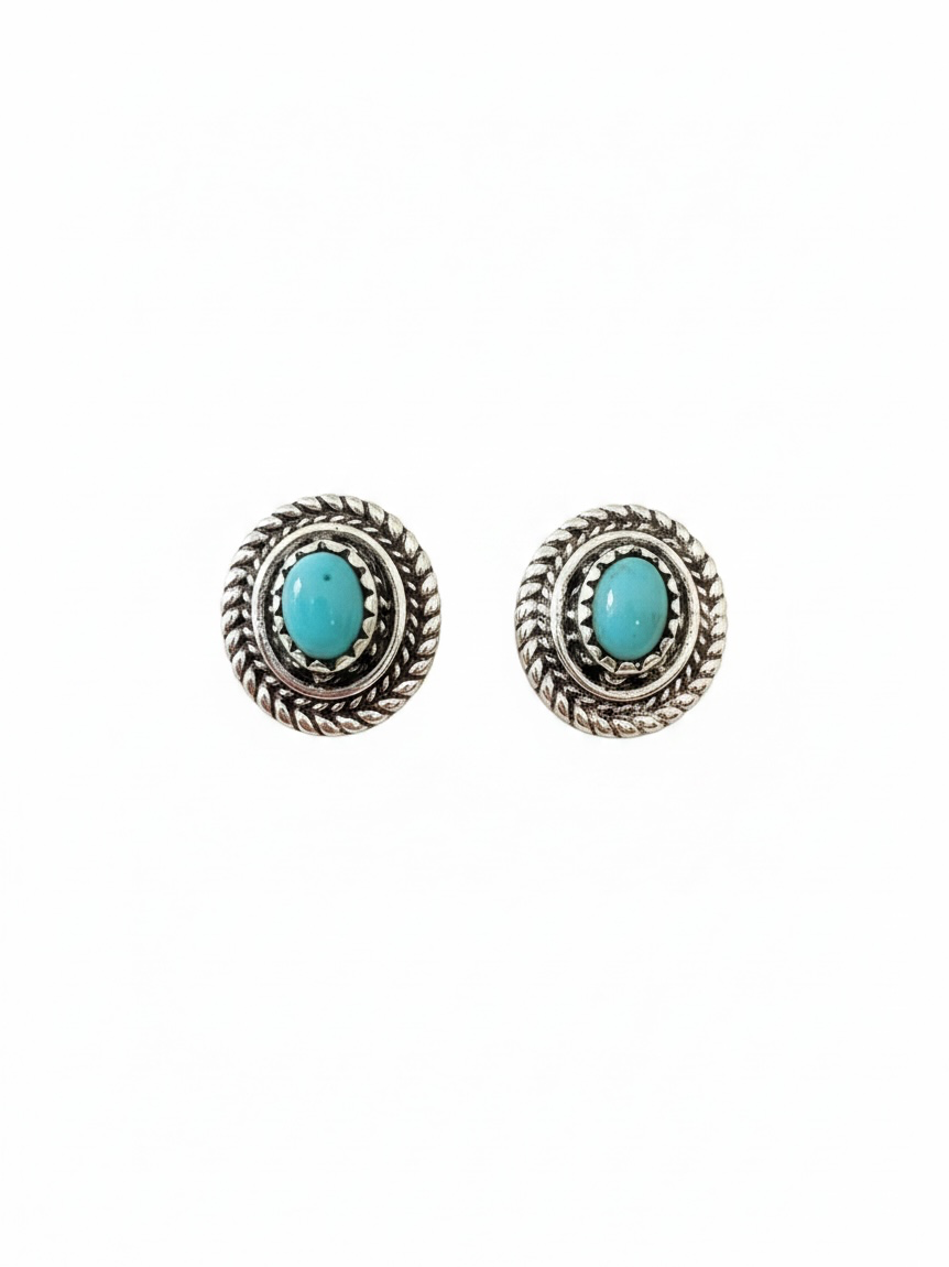 Turquoise western oval earrings