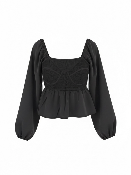 Black puff sleeves diva top