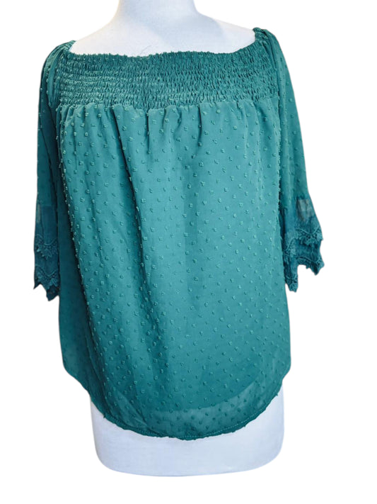 Green fancy off shoulders top