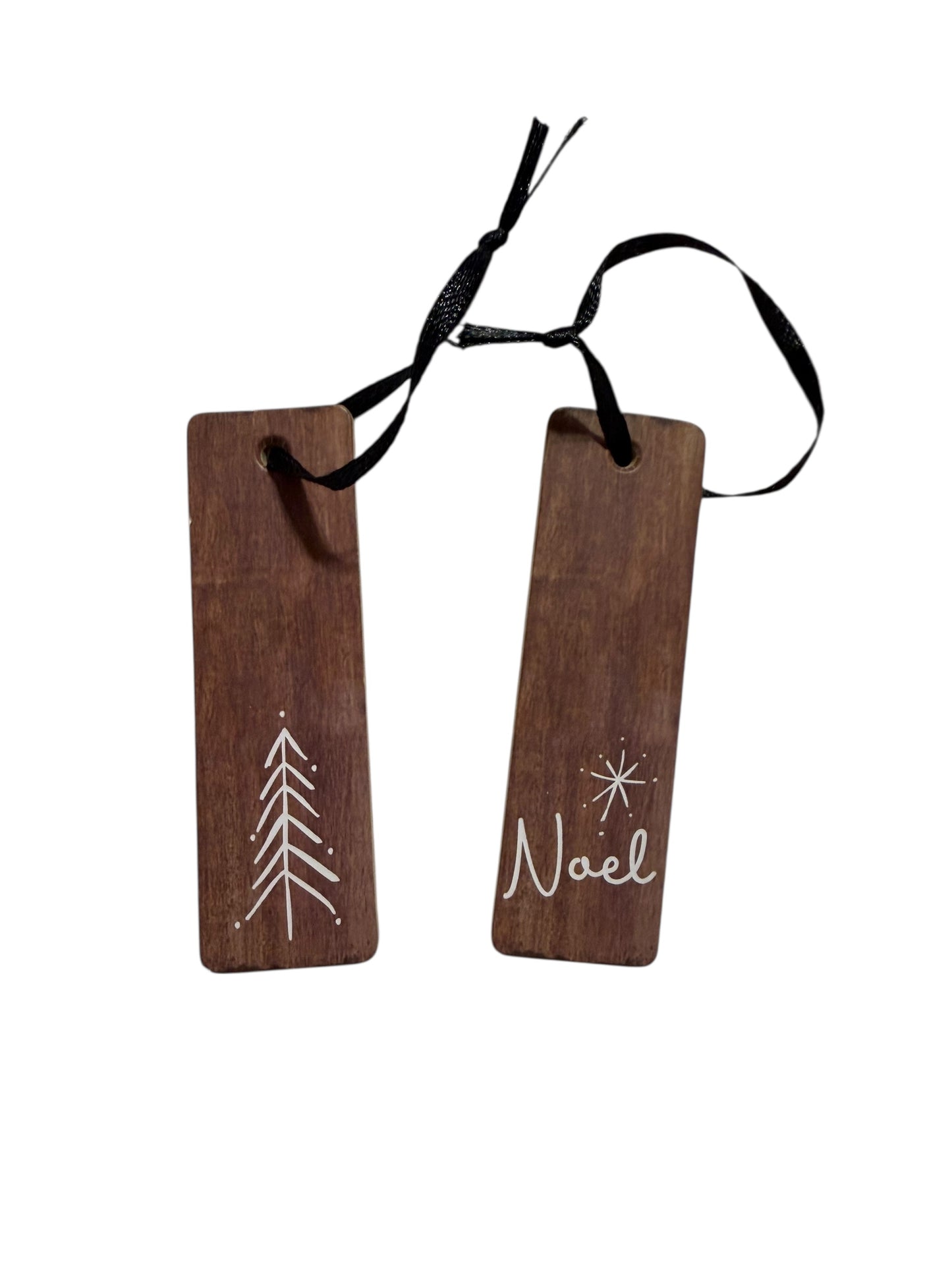 Set of 2 small wooden ornaments