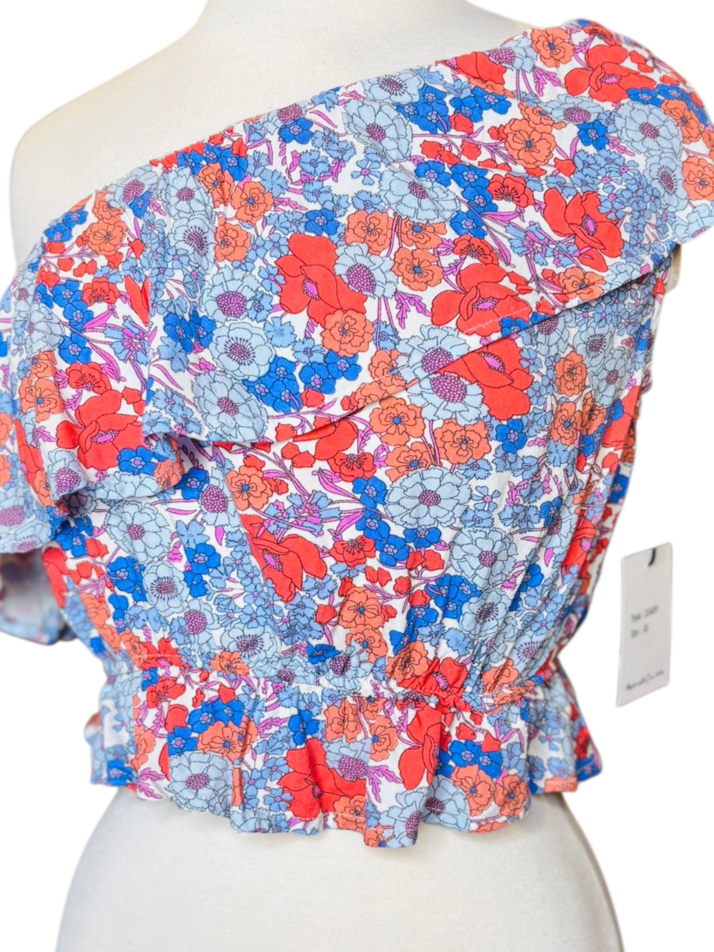 Floral one shoulder crop