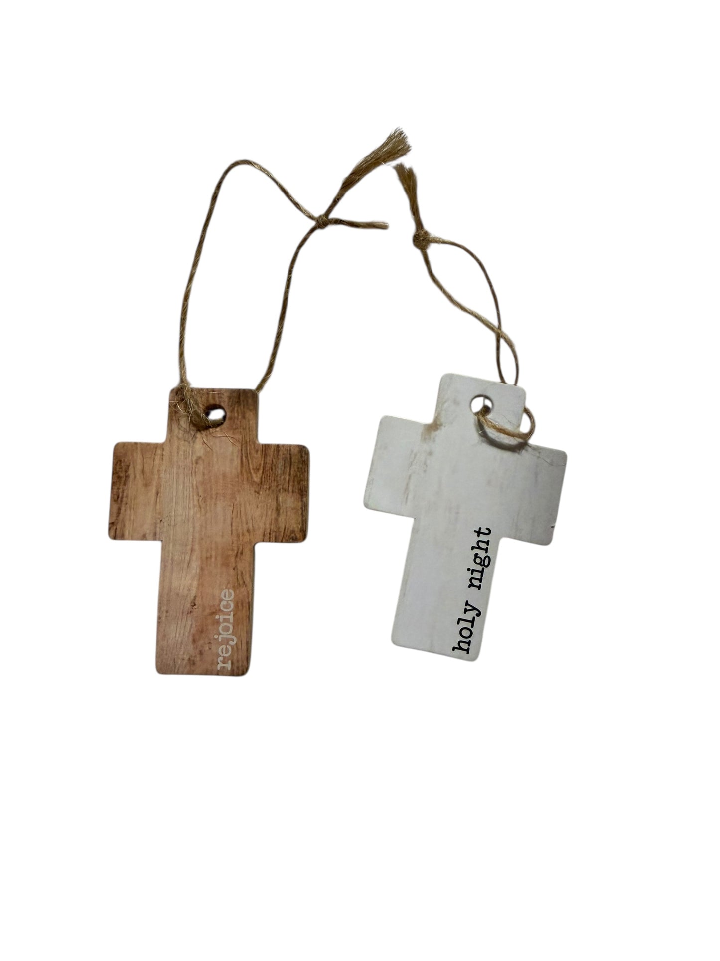 Set of 2 cross ornaments holy night
