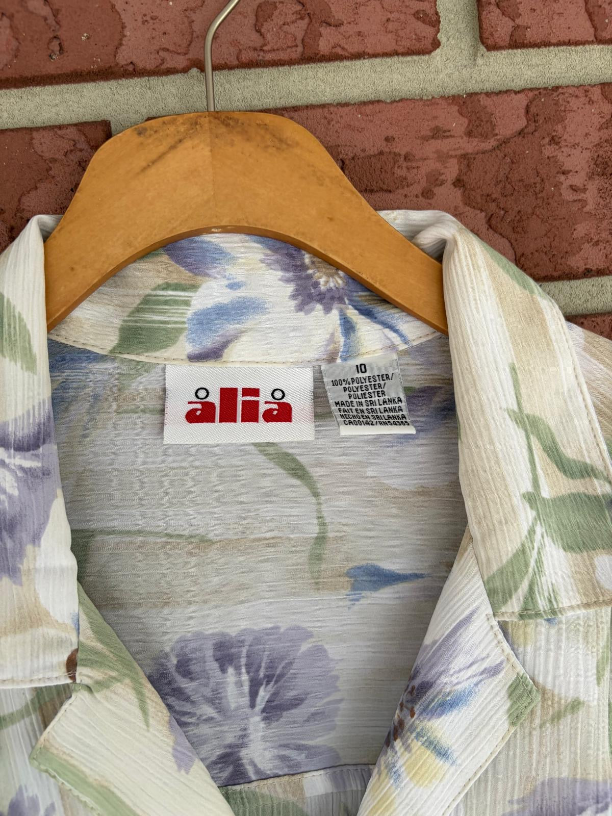 Alia lavender floral button down top