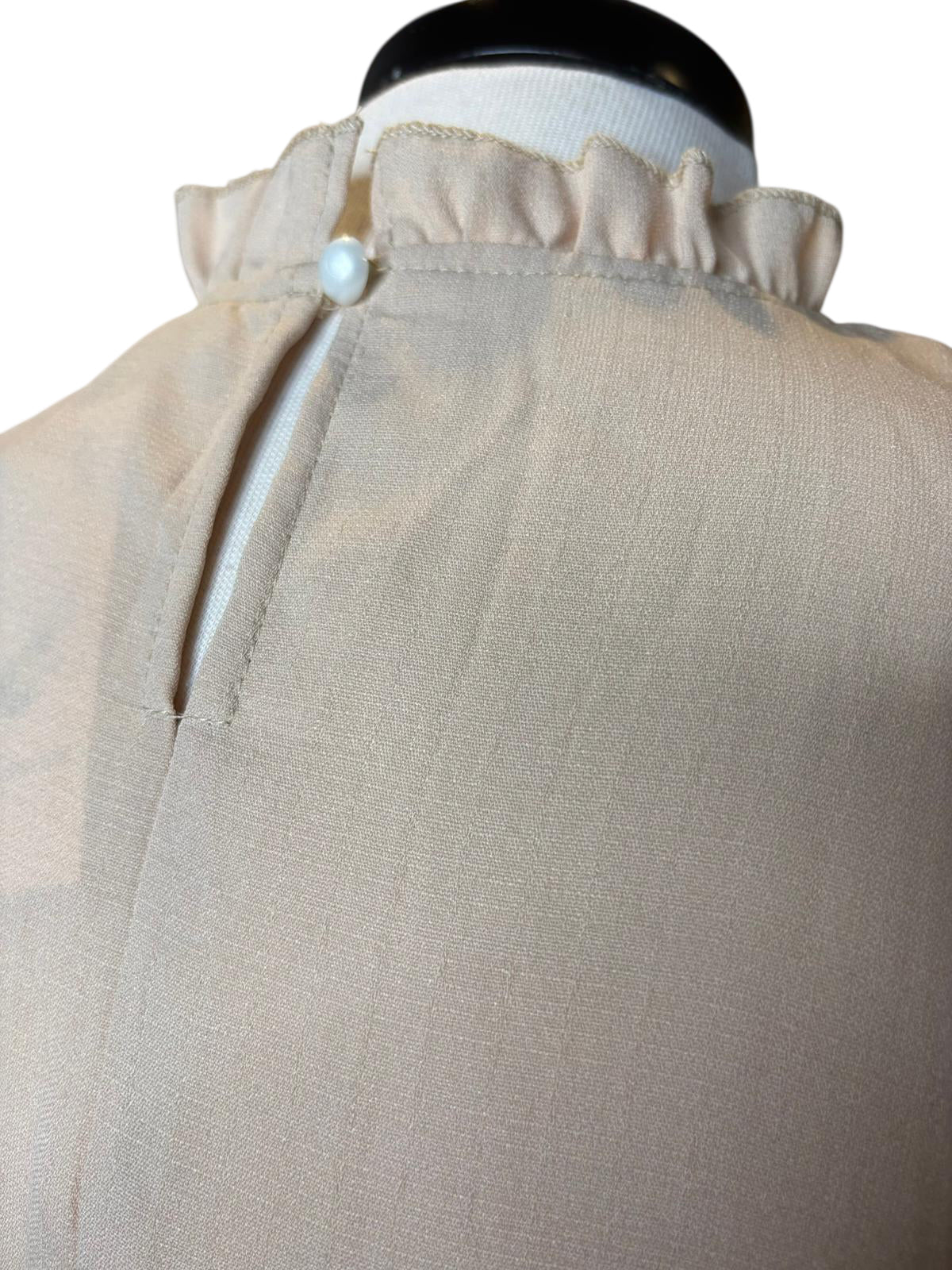 Shein ruffle long sleeve cream dress