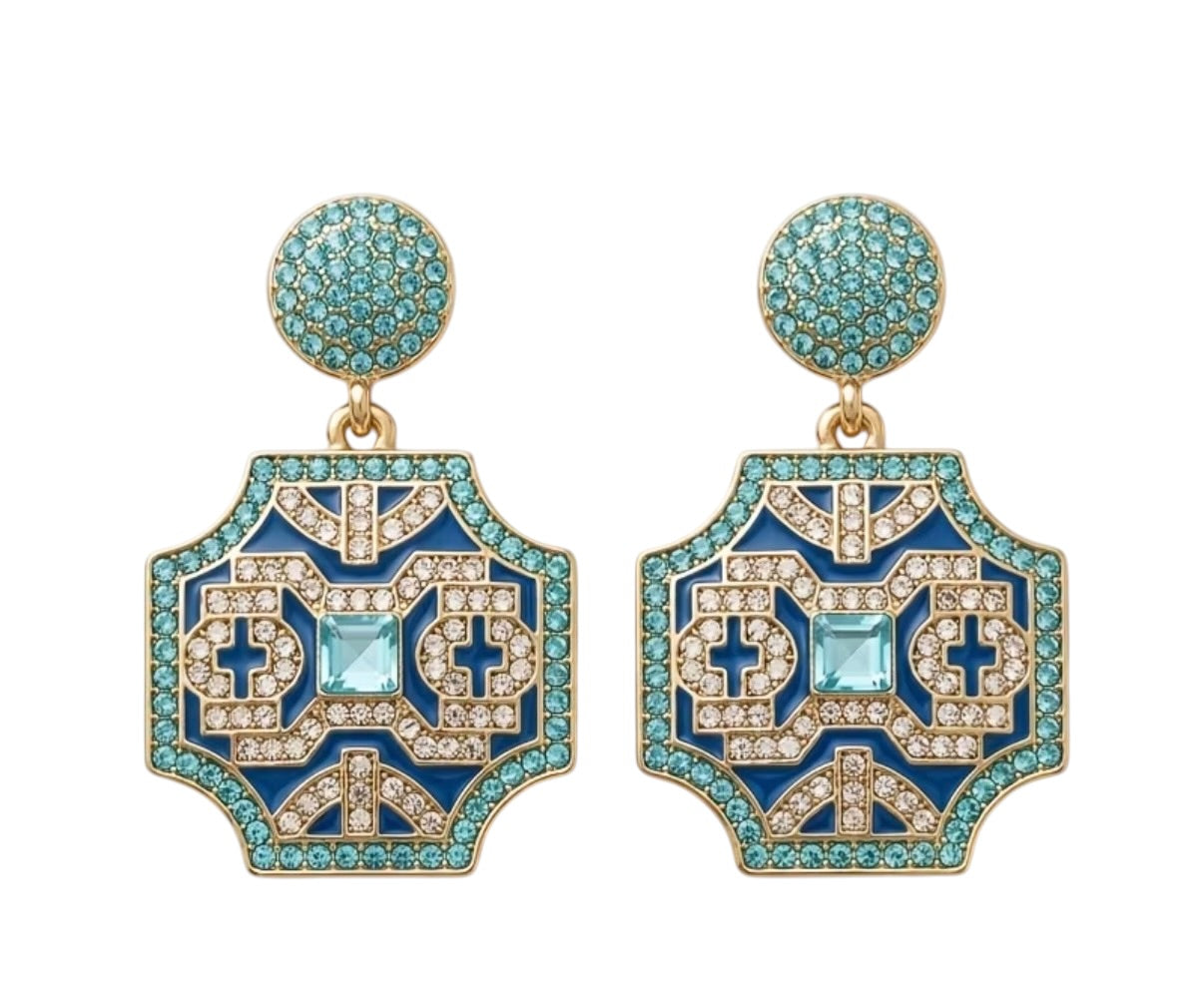 Night out green statement earrings