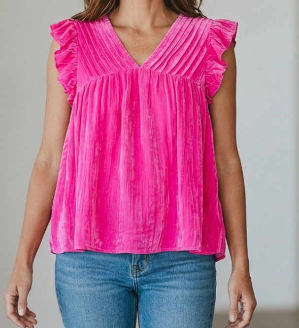 Hot pink ruffle top