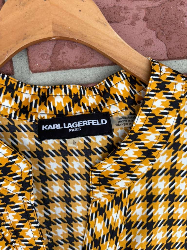 12026 Karl Lagerfeld Yellow Picnic Designed Long Sleeve Top