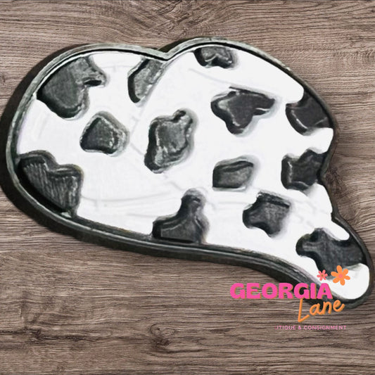 Cowprint cowboy hat shoe charm