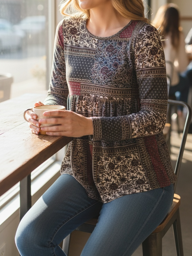 Patchwork dream top long sleeve