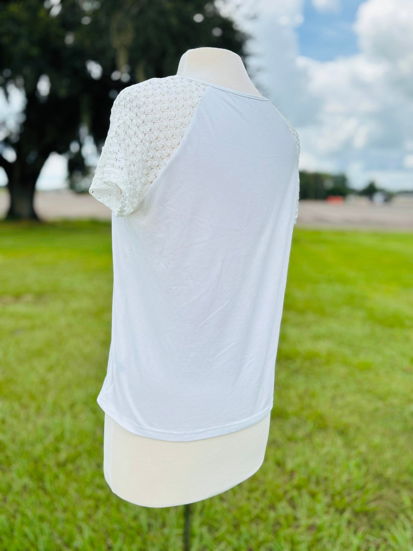 Shein White top decor sleeves