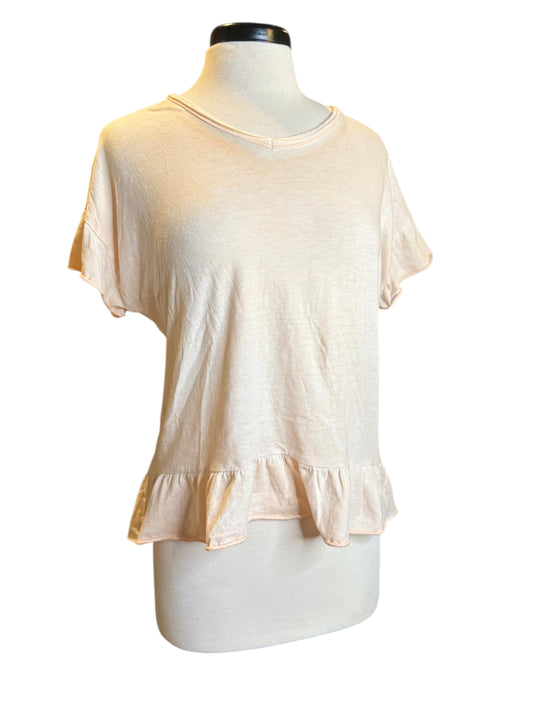 Cream ruffle lovely tee