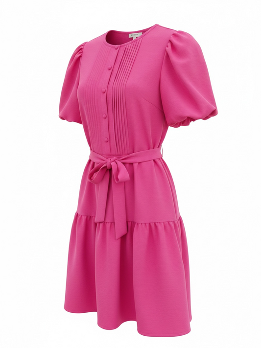 Pink puff sleeve dress