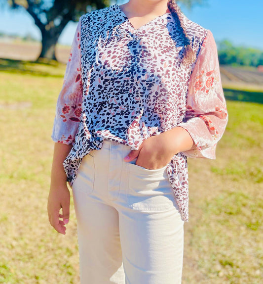 Best of both worlds print spring top