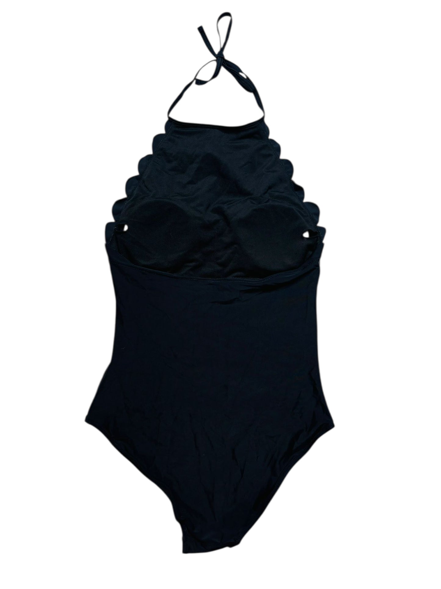 Scallop one piece swim suit black