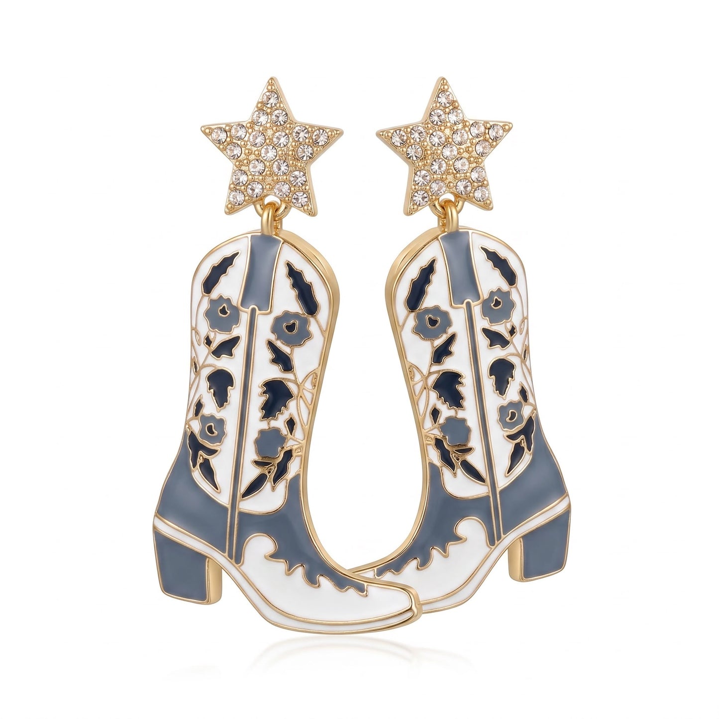 Bling blue boots earrings