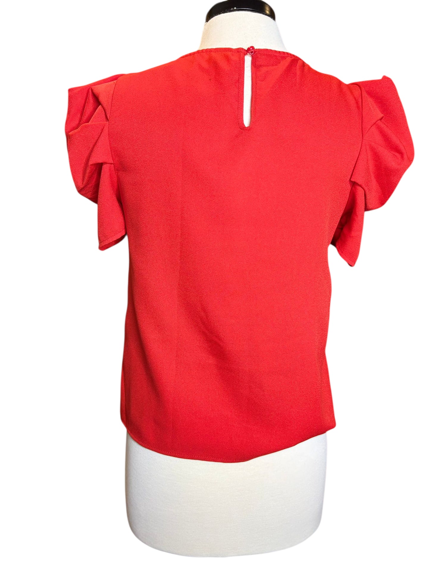 Shein red ruffle sleeve