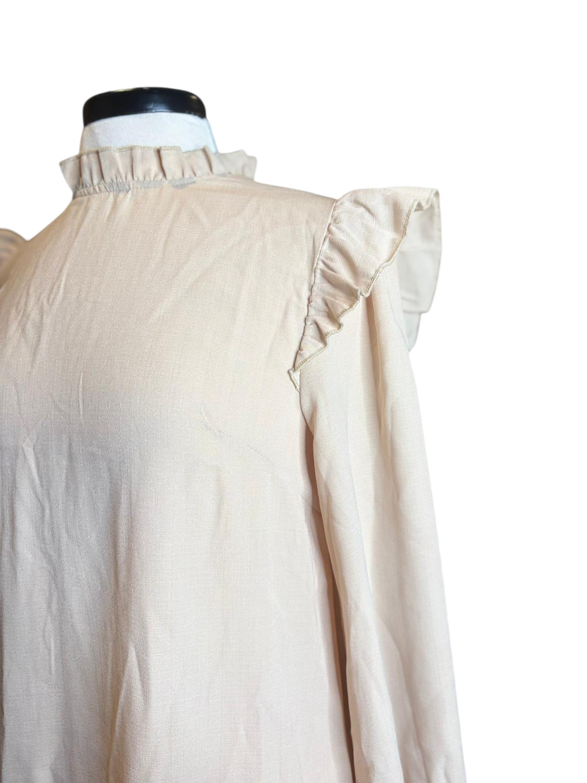 Shein ruffle long sleeve cream dress