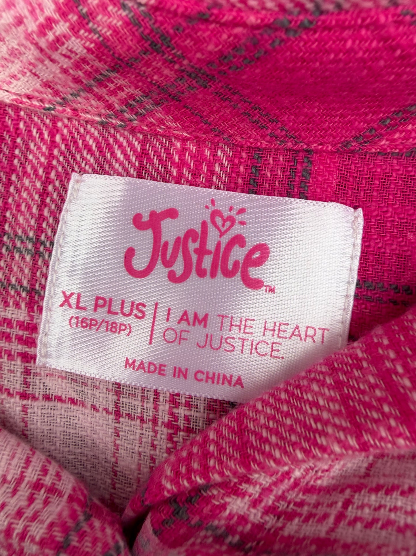 Justice hot pink flannel top