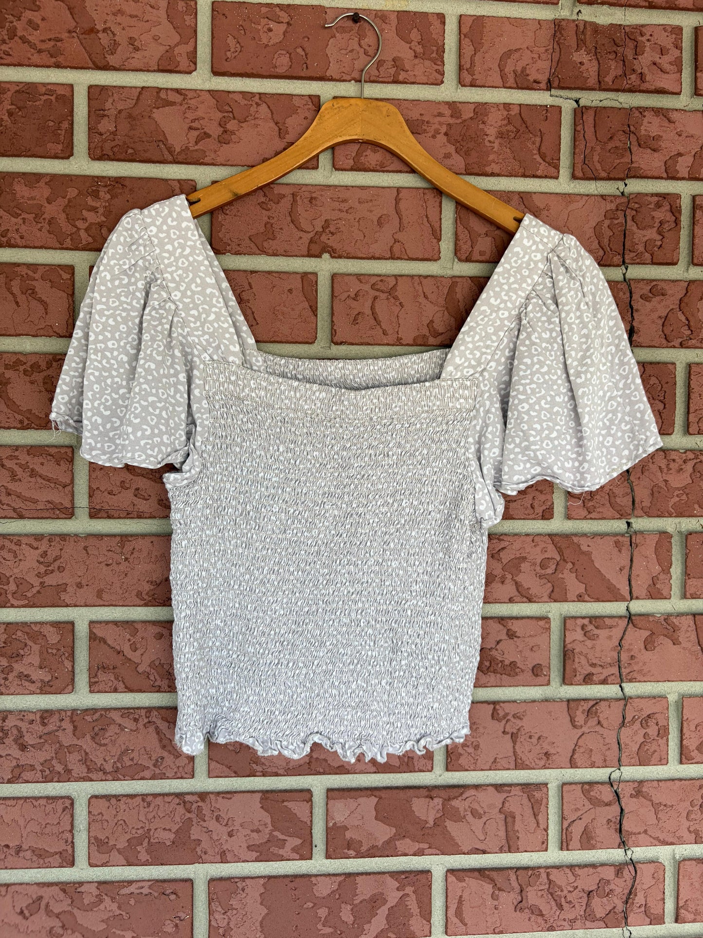 Japna smocked top fair blue grey