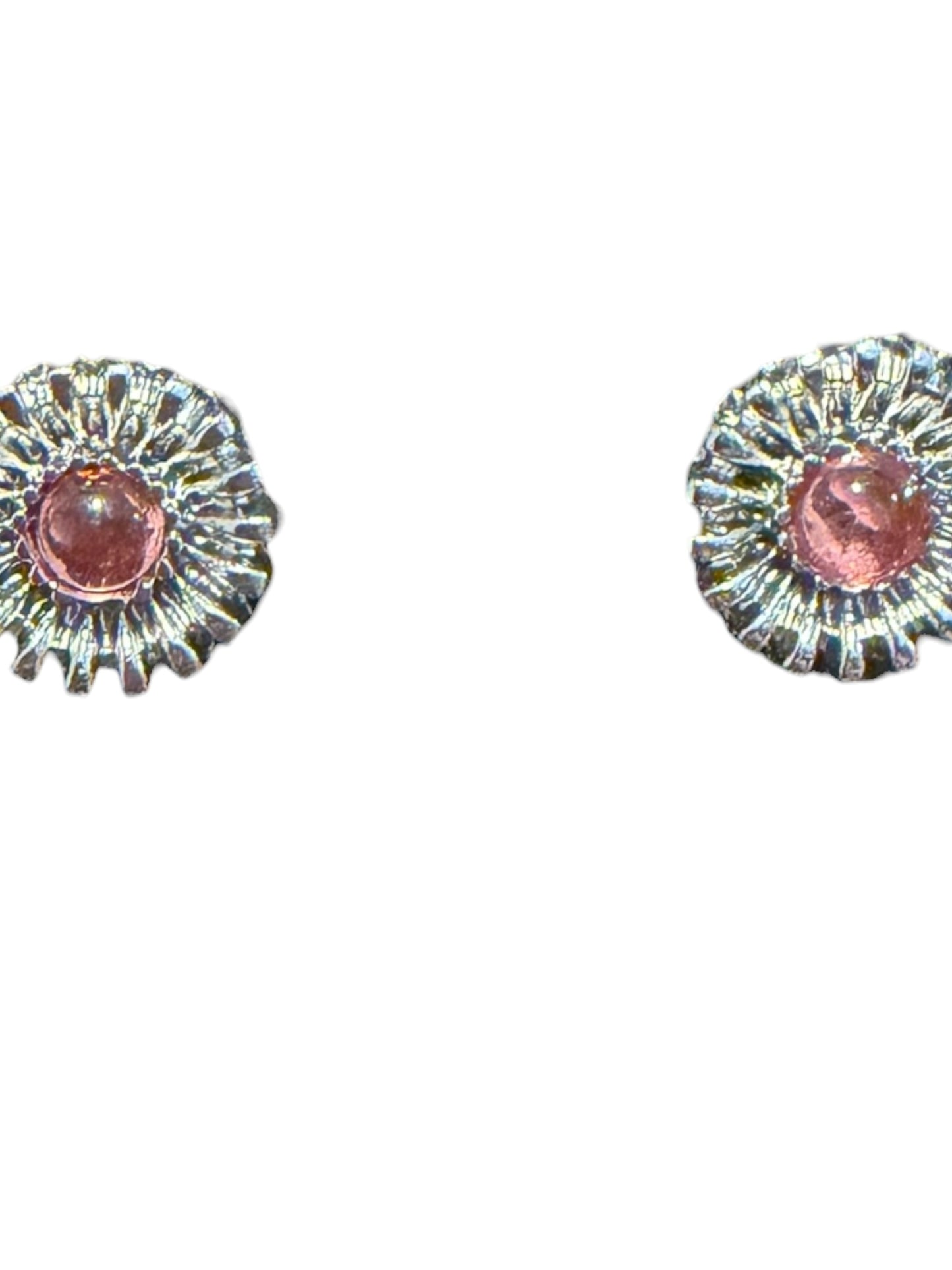Western pink jeweled silver tone earrings