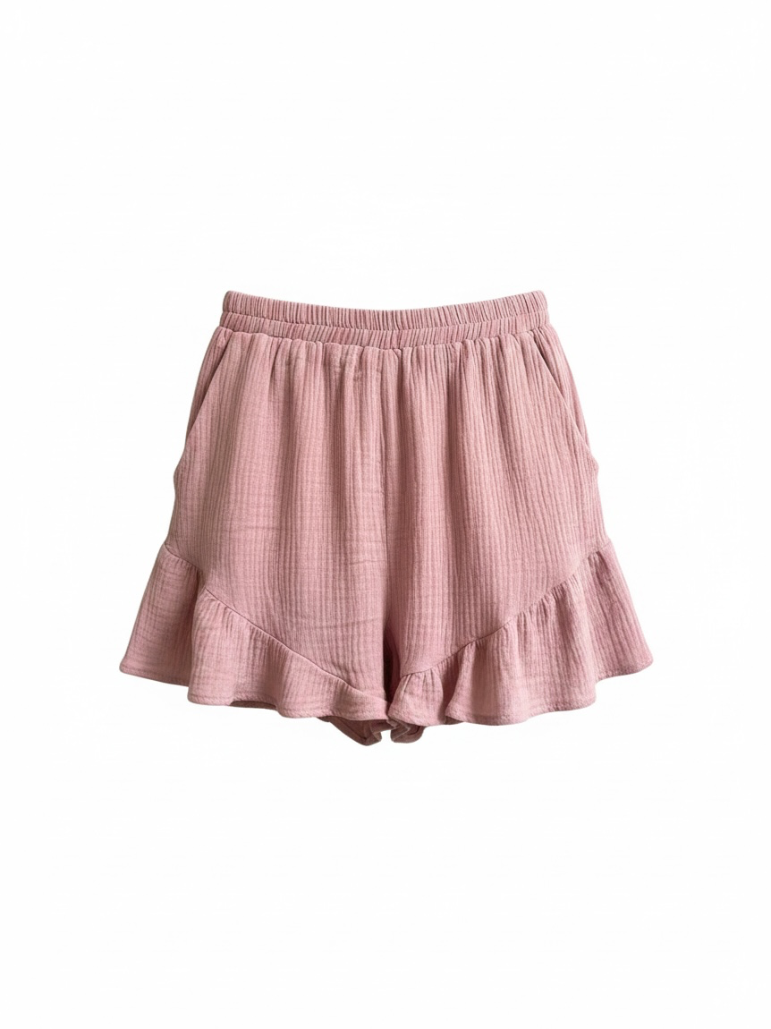 Rose pink ruffle shorts