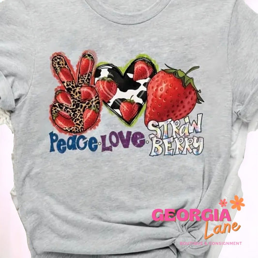Peace Love Strawberry print tee