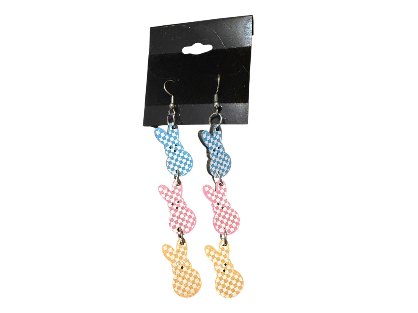 Easter peep checkered earrings