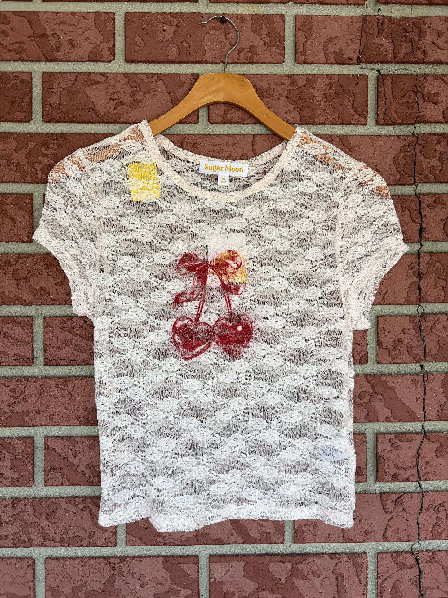 Sugar moon cherry lace top crop