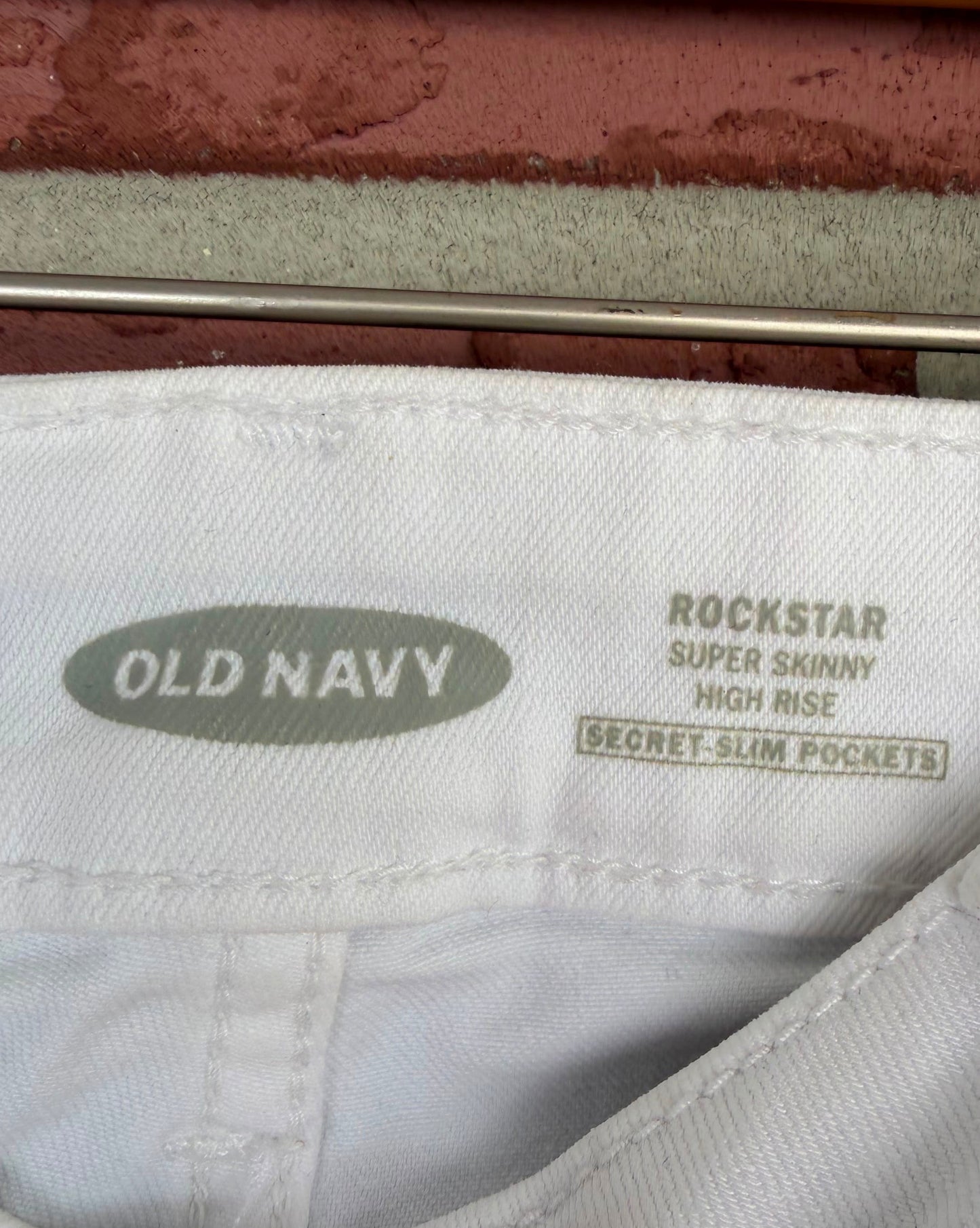 Old Navy Rockstar White Button Jeans