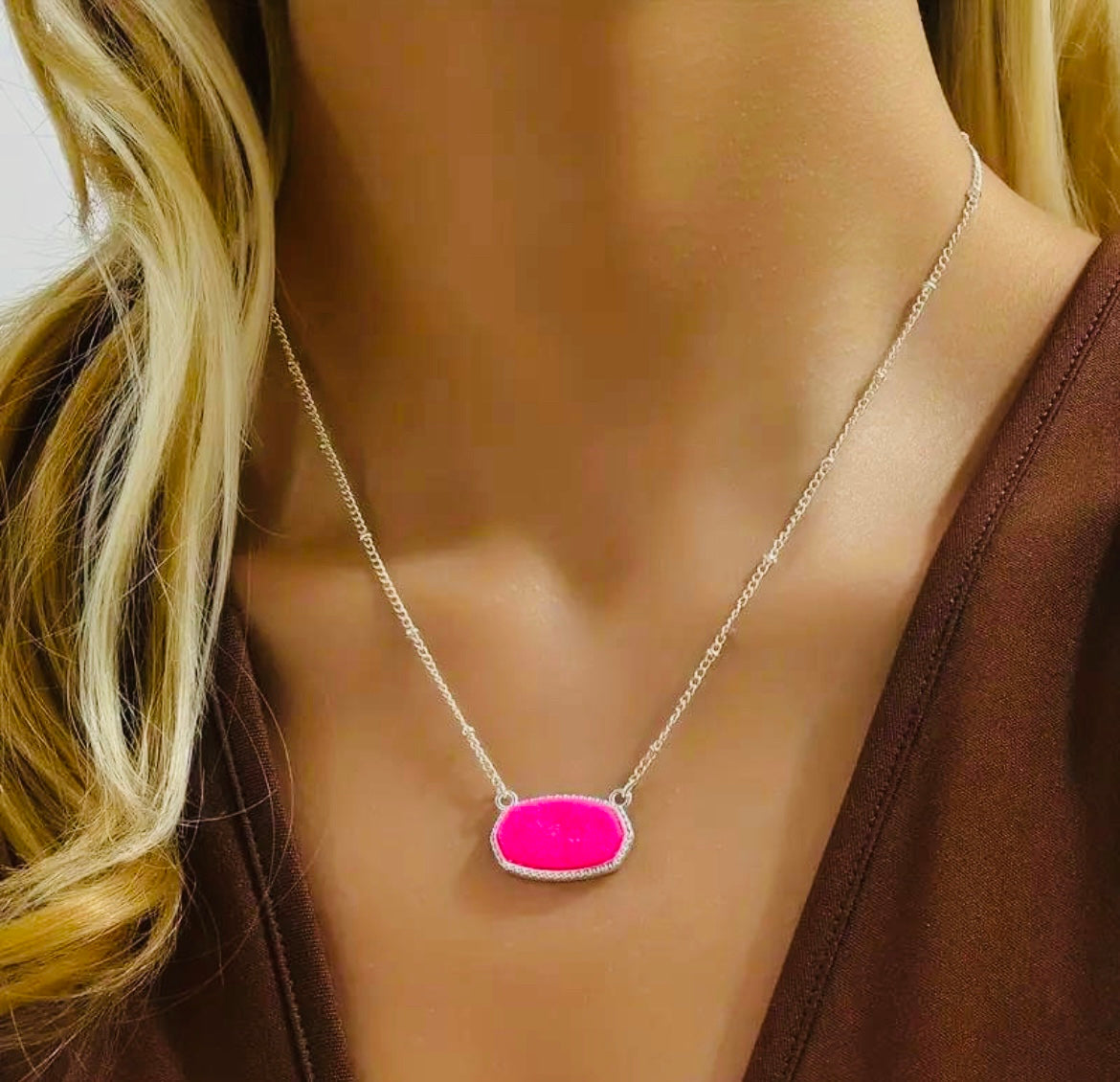 Hot Pink Gem Necklace