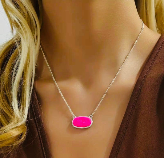 Hot Pink Gem Necklace